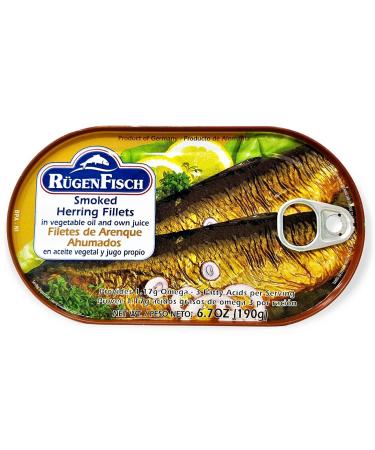 Rugenfisch Smoked Herring Fillets 6.7 oz (10 Pack) - Premium Quality Filets de Hareng Fumes - Pack of 10 Fillets for Delicious Meals - Buy Online on SooperMarket.com