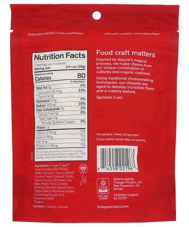 Forager Project Organic Plant Based Parmesan Cheese Grate 7 OZ - Vegan, Dairy-Free - Buy Online on SooperMarket.com