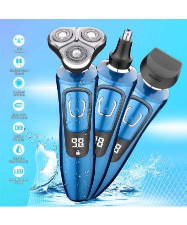 iwoole Electric Razor for Men,Electric Shavers for Men Wet Dry,Rechargeable Mens Electric Shavers Razor Man Shaving Waterproof for Teens Cordless,USB Travel Face Shaver Rotary with Beard/Nose Trimmer