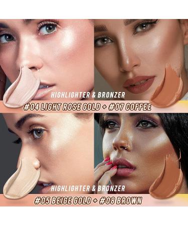 LSxia 2Pcs Highlighter & Contour Stick Makeup Kit - Water-proof, Long Lasting Illuminator & Bronzer Stick for Face Contouring - Buy Online on SooperMarket.com