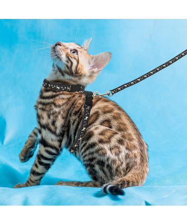 Cat Harness with Leash 3-Pack - Stars Moon Paw Heart Design - Escape Proof - for Walking Small Medium Large Cats - Black Red Blue - Adjustable & Safe - Set of 3 - Buy Online on SooperMarket.com