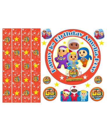 Edible 6" GO JETTERS Icing Boys Personalised Cake Topper with Edible Ribbon