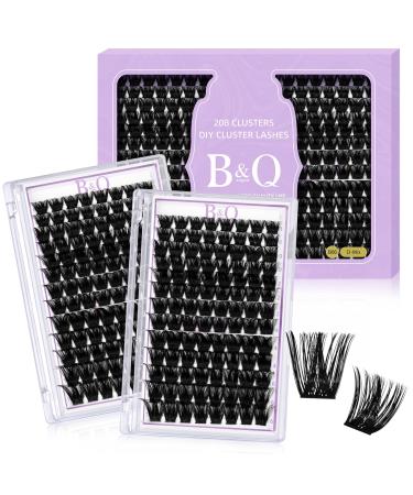 Lash Clusters 208 PCS Cluster Lashes Individual Lashes B06 Eyelash Extensions 8-16mm DIY Lash Extensions D Curl Volume Wispy Soft Comfortable Band False Lashes (D-8-16MIX B06+B06) Lash Kit B06+B06 1 count (Pack of 1)
