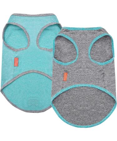 KYEESE 2 Pack Sun Protection Dog Shirts - Reflective Label Tank Top for Small Medium Dogs - Grey+Blue - Size 18 - Buy Online on SooperMarket.com
