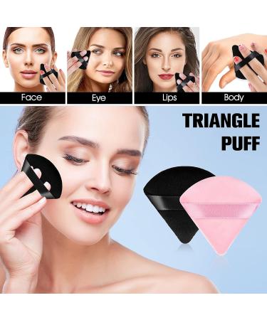 WLLHYF 6-Piece Triangle Powder Puff Set with Soft Velour for Makeup Application - Black & Dark Pink - Buy Online on SooperMarket.com