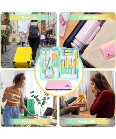 Keiby Citom Manicure Set 18pcs Professional Nail Clippers Kit Pedicure Care Tools-Stainless Steel Grooming Tools With Rose Gold PU Leather Case for Travel & Home (Color) - Buy Online on SooperMarket.com