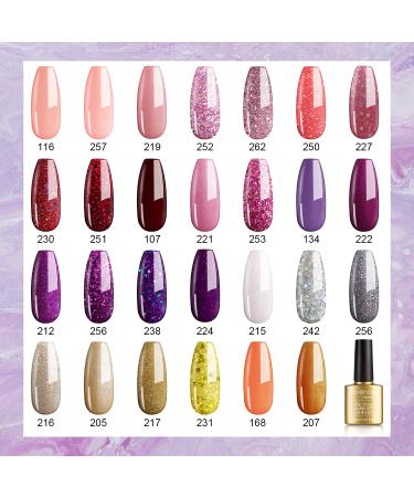 Lavender Violets Gel Nail Polish Kit - 27+3 Classic & Glitter Colors - Soak-off UV Nail Gel Set with Base, Matte & Glossy Top Coat - C971 - Buy Online on SooperMarket.com
