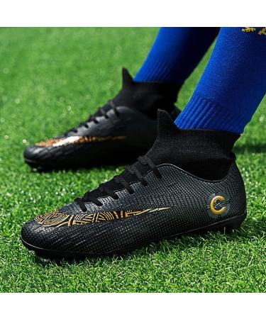 WLY Men's Soccer Boots FG Cleats 9.5 Black - Hightop Athletic Shoes for Competition/Training - Buy Online on SooperMarket.com