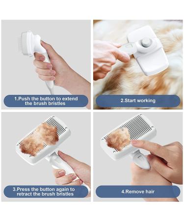 Crala Self Cleaning Slicker Brush- Pet Grooming Shedding Tool for Short & Long Haired Dogs & Cats- Removes Loose Undercoat, Mats & Tangles- White - Buy Online on SooperMarket.com