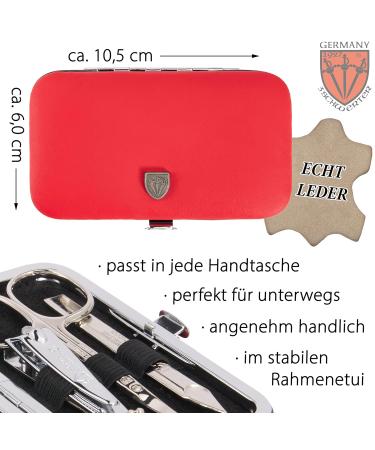 Three Swords Lucca 6-Piece Nail Care Set | Luxury Manicure & Pedicure Set in Red Leather Gift Box | Skin Scissors Tweezers Nail Clipper & File - Buy Online on SooperMarket.com