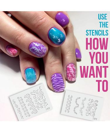 Custom Body Art Airbrush Nail Stencils Set #11 - 260 Designs - 20 Templates with 13 Unique Designs - Nail Art Series - Buy Online on SooperMarket.com