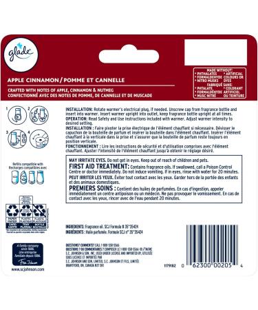 Glade PlugIns Air Freshener Refill Scented and Essential Oils for Bathroom and Home Fragrance Apple Cinnamon 5 Count - Buy Online on SooperMarket.com