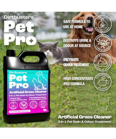 Dirtbusters Pet Pro Artificial Grass Cleaner For Dogs & Cats 3-in-1 Clean Remove Stains Urine & Deodorise With Reactivating Odour Eliminator For All Types Of Astro Turf (5L) - Buy Online on SooperMarket.com