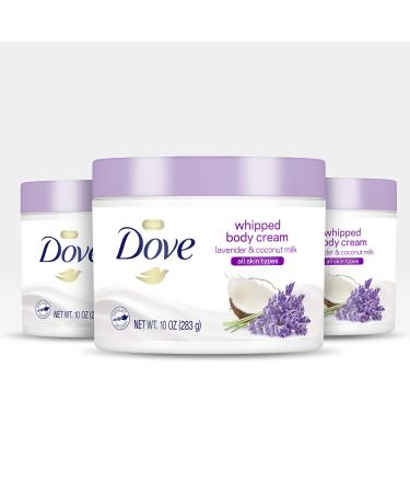 Dove Whipped Body Cream Dry Skin Moisturizer Lavender and Coconut Milk Nourishes Skin Deeply 10 oz 3 Count