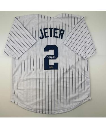 Facsimile Autographed Derek Jeter New York Pinstripe Reprint Laser Auto Baseball Jersey Size Men's XL