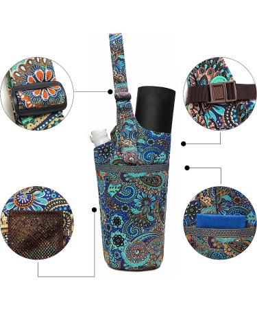 Yoga Mat Bag | Adjustable Shoulder Strap | Large Size Pocket | Zipper Pocket | Fixed Buckle | Blue Flower Pattern - Buy Online on SooperMarket.com