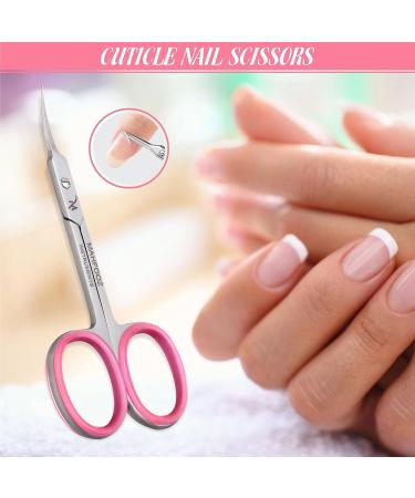 Cuticle Scissors - Beauty Trimming Tool for Eyebrows, Nose Hair, Finger & Toe Nail Care - Pink Ring Handle - Buy Online on SooperMarket.com