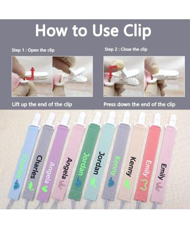 Personalized Name Pacifier Clip (2 Pack) - Custom Cotton Paci Holder Leash for Baby - Binky Clips with Name - Gray+Beige - Buy Online on SooperMarket.com