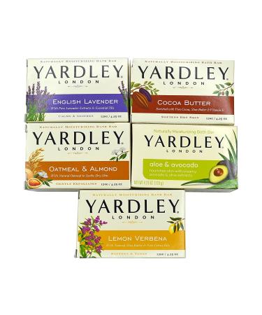 Yardley London Soap Bath Bar Bundle - 10 Bars: English Lavender, Oatmeal and Almond, Aloe and Avocado, Cocoa Butter, Lemon Verbena 4.25 Ounce Bars (Pack of 10, Two of each)