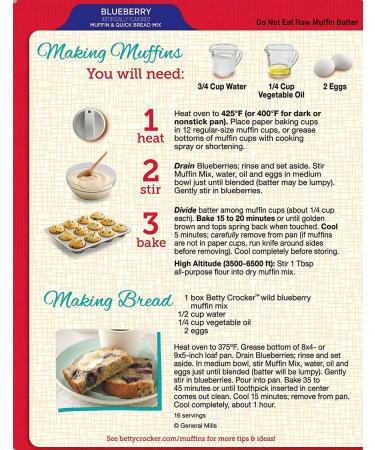 Betty Crocker Wild Blueberry Muffin & Quick Bread Mix 16.9 oz (2 pack) - Delicious Baking Mix - Buy Online on SooperMarket.com