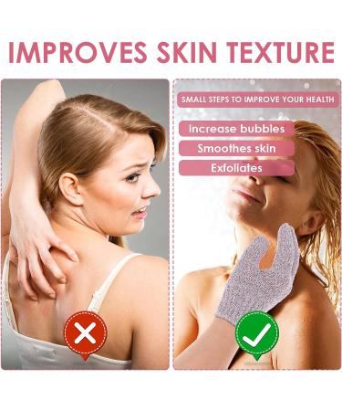 Sibba Exfoliating Gloves for Shower - Natural Loofah Bathing Gloves for Body and Face - Dead Skin Remover - Double Sided Microfibre - Adults and Kids (Red) - Buy Online on SooperMarket.com