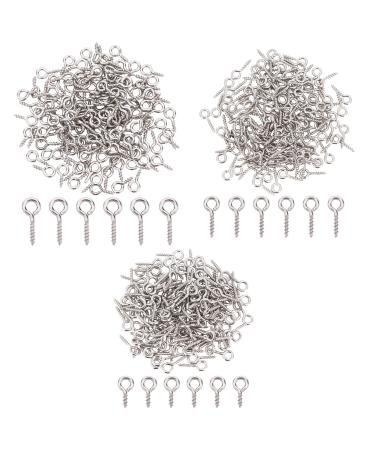 UNICRAFTALE 3 Size(8/10/12mm) 304 Stainless Steel Screw Eye Pins About 420pcs Eye Pin Hooks Eyelets Screw Threaded Clasps Hooks Peg Bails for Half Drilled Beads Jewelry Making