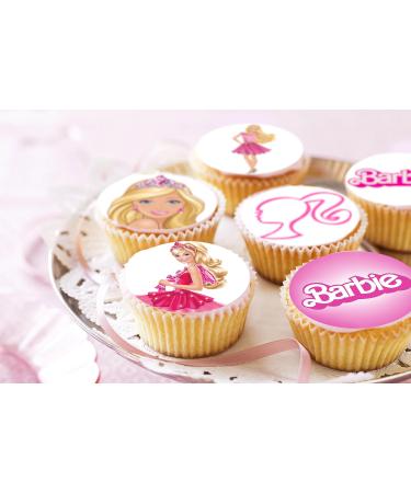 24 x Pre-Cut Barbie 5 Edible Stand up Wafer/Rice Paper Cupcake Cake Toppers Birthday Party Pink Decorations