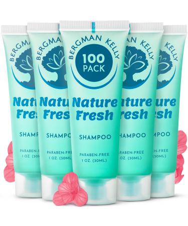 BERGMAN KELLY Travel Size Hotel Shampoo (1 fl oz 100 PK Nature Fresh) Delight Your Guests with Refreshing & Soothing Shampoo Hotel Amenities Mini & Small Size Luxury Shampoo in Bulk