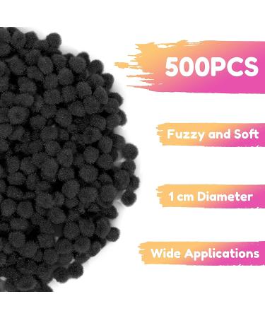 Caydo 500 Pieces 1cm Black Pom Poms - Mini Craft DIY Art Balls for Kids Creative Projects - Buy Online on SooperMarket.com
