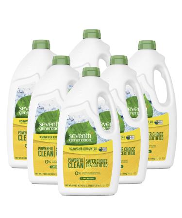 Seventh Generation Dishwasher Detergent Gel Liquid Soap Lemon Scent Dish Detergent 42 oz, Pack of 6