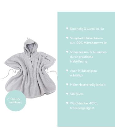 Mabyen Baby Hooded Bathrobe - 100% Organic Cotton Baby Poncho in Light Grey | Eco-Friendly One Size International Shipping - Buy Online on SooperMarket.com