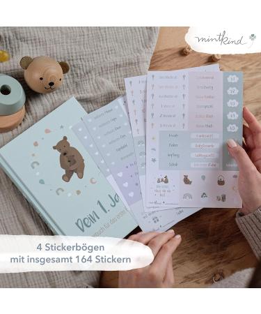 Mintkind Baby Album 'Your First Year of Life' A5 Mint - Customizable Photo Book & Sticker Set | Perfect Baby Gift for Boys & Girls | Ideal Memory Keepsake from 0 Months - Buy Online on SooperMarket.com