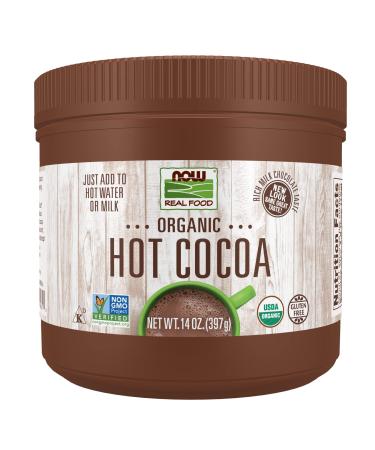 NOW Foods, Cocoa Lovers Organic Hot Cocoa, Instant, Rich Milk Chocolate Taste, Low-Fat and Gluten-Free, 14-Ounce