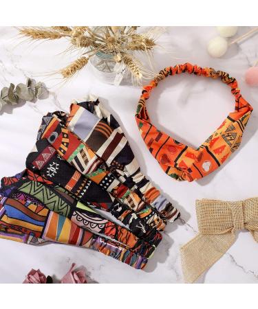 African Boho Print Headband Set - 6 Pieces Elastic Hair Bands for Women and Girls | Vintage Workout Yoga Sports Accessories - Buy Online on SooperMarket.com