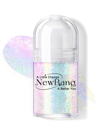 NewBang Roll-on Holographic Body Glitter Gel for Body Face Hair Chameleon Color Changing Glitter Gel Under Light Chunky Mermaid Sequins Festival Party Body Shimmer Glitter Makeup (8# Sparkling Pink)