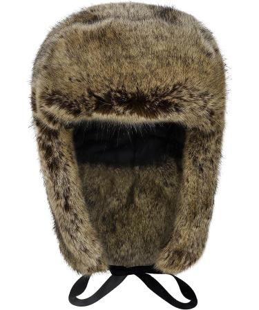 Unisex Faux Fur Trapper Hat - Winter Bomber Cap for Skiing & Hunting in Brown - Buy Online on SooperMarket.com