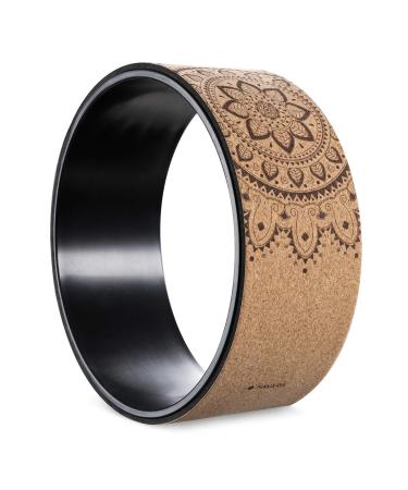 Navaris Yoga Rad Wheel from Kork - 33 cm Yogarad for Yoga Pilates Gymnastics - Yoga support bike Yoga ring for stretching flexibility sports stretch
