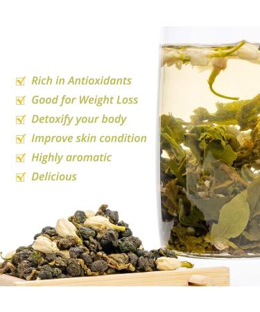 Oriarm Taiwan Jasmine Oolong Green Tea - 100g Loose Leaf - Alishan High Mountain Wulong Tea - Natural Jasmine Flavor - Buy Online on SooperMarket.com