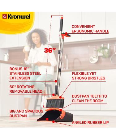 Long Handle Broom and Dustpan Set - Kitchen and Lobby Cleaning Combo - Red - Buy Online on SooperMarket.com