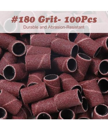 Subay 100Pcs 180 Grit Fine Sanding Bands for Nail Drill - Electric Nail Files for Acrylic Nails, Gel Manicures, and Pedicure - Silver - Buy Online on SooperMarket.com