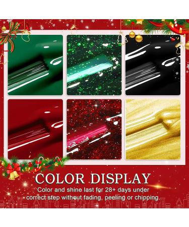 Yueshop Christmas Green Red Collection Gel Nail Polish Set - 6pcs Glitter Soak Off UV LED Lamp Varnish for Salon-Quality Nail Art at Home - 8ML - Buy Online on SooperMarket.com
