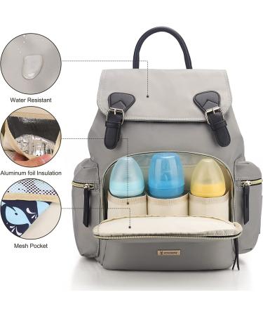 VS VOGSHOW Diaper Bag Backpack: Stylish & Durable Gray Maternity Nappy Bag - Buy Online on SooperMarket.com