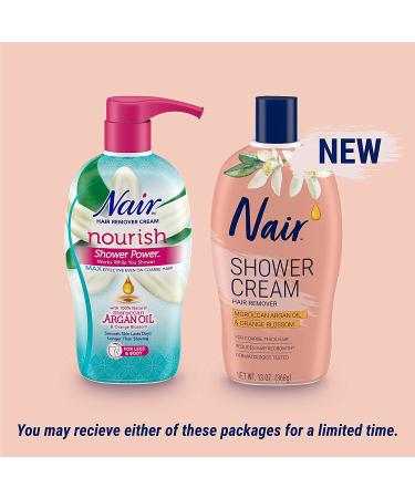 Nair Hair Remover Cream with Moroccan Argan Oil 13 oz - Nourishing Shower Power Formula - Buy Online on SooperMarket.com