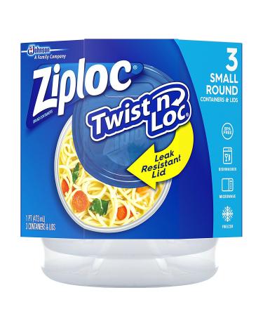 Ziploc Twist 'N Loc Containers, 3 Containers & 3 Lids, 3 Count (Pack of 1)