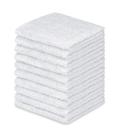 DecorRack 10 Pack 100% Cotton Wash Cloth Luxurious Soft 12 x 12 inch Ultra Absorbent Machine Washable Washcloths White (10 Pack) 10 Pack White