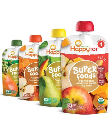 Happy Tot Organics Super Foods Stage 4 Variety Pack - 16 Pouches (4.22 oz each) - Organic Baby Food - Buy Online on SooperMarket.com