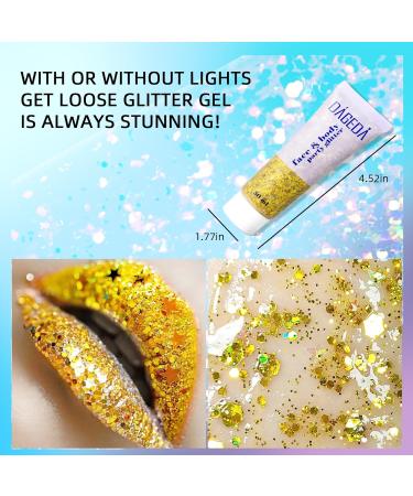 Prreal Body Glitter Gel 50ml - Long-Lasting Mermaid Sequins Chunky Glitter for Festivals & Parties - Makeup Essential #Gold - Buy Online on SooperMarket.com