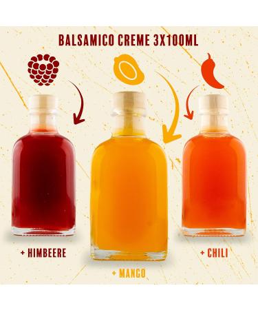 FOODOKO FINEST Balsamic Vinegar Cream Gift Set - Raspberry Mango & Chilli - 3x100ml Bottles - Fine Spanish Delicatessen for International Shipping - Buy Online on SooperMarket.com