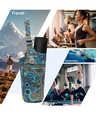 Yoga Mat Bag | Adjustable Shoulder Strap | Large Size Pocket | Zipper Pocket | Fixed Buckle | Blue Flower Pattern - Buy Online on SooperMarket.com