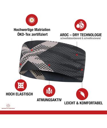 Sports Headband for Turning - Lightweight Elastic Quick-Drying Ideal for Hiking Running Biking and Skiing - Black Gray - Single Pack - Buy Online on SooperMarket.com